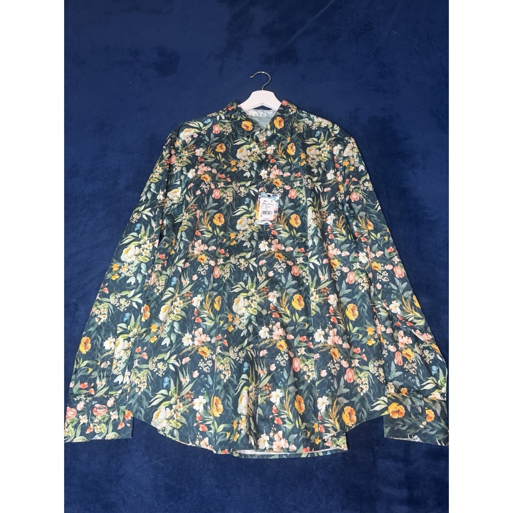 Men's XL Robert Graham Shirt GATLIN Green Multicolor Floral Classic Fit (NWT)